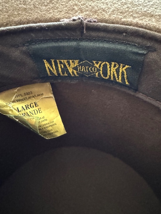 Vintage Brown 100% Wool Top Hat New York Hat Co. With Bow Steam Punk Large 7 1/4 main image 13